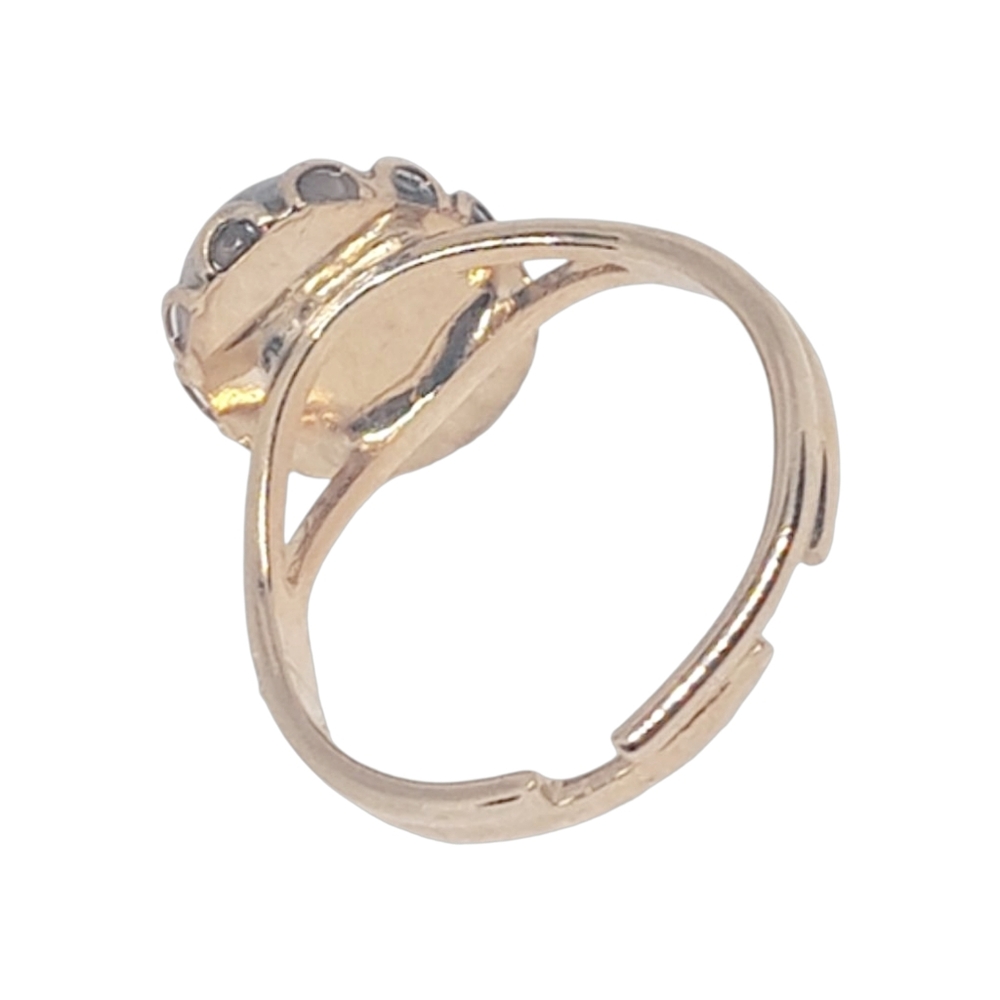 Gold Tone Adjustable Ring with Natural Gemstone - Picture 4 of 5